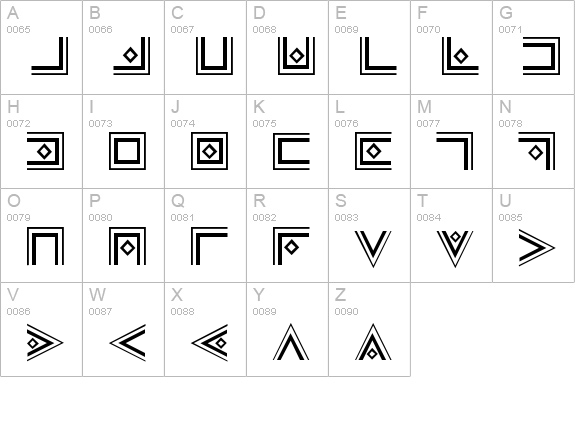 Masonic Cipher & Symbols uppercase A-Z preview
