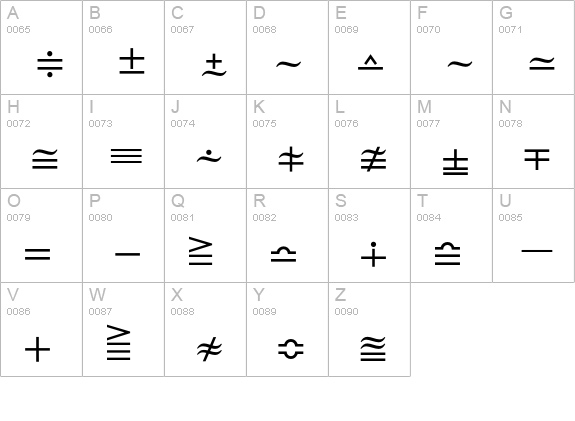 MathTechnicalP03 uppercase A-Z preview