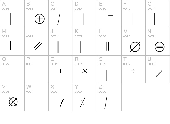 MathTechnicalP04 uppercase A-Z preview