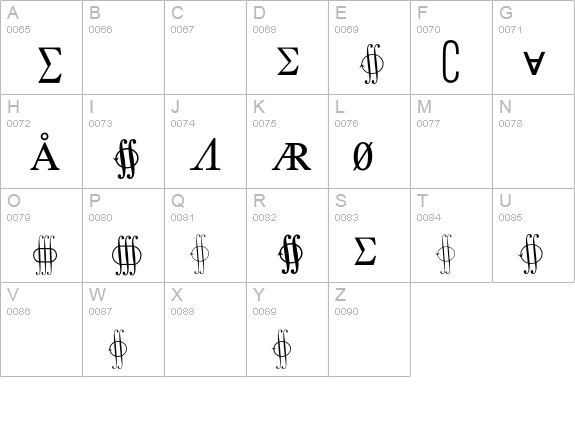 MathTechnicalP09 uppercase A-Z preview
