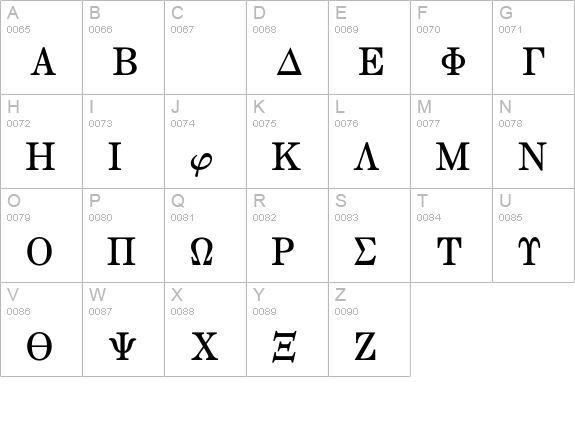 MathTechnicalP12 uppercase A-Z preview