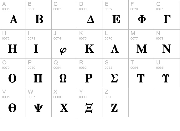 MathTechnicalP13 uppercase A-Z preview