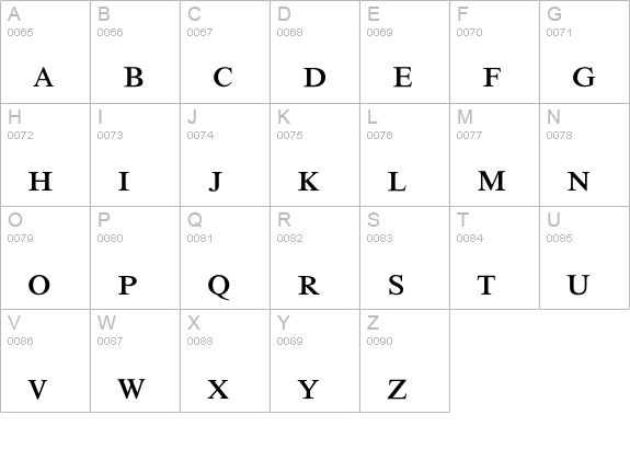 MathTechnicalP14 uppercase A-Z preview