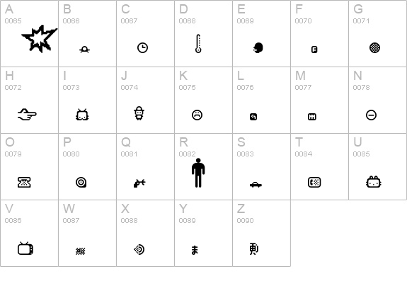 Matica-Dingbats uppercase A-Z preview