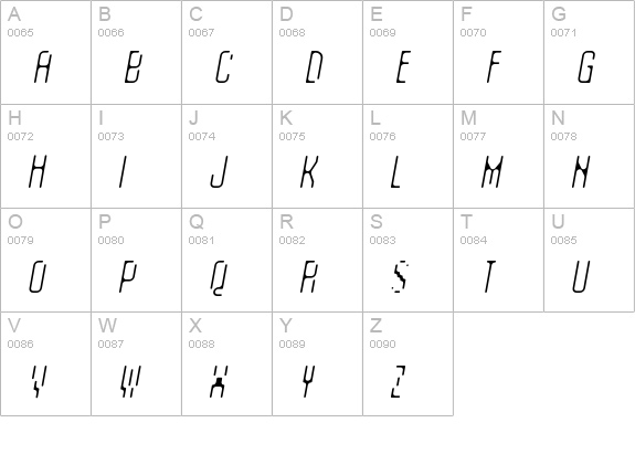 Matica-SubnormalOblique uppercase A-Z preview