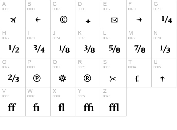 MatrixBoldFractions uppercase A-Z preview