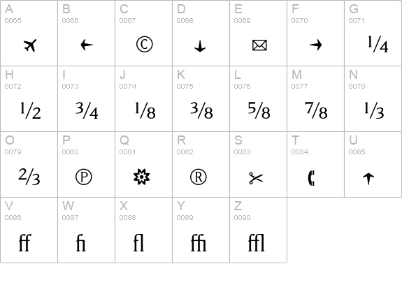 MatrixBookFractions uppercase A-Z preview