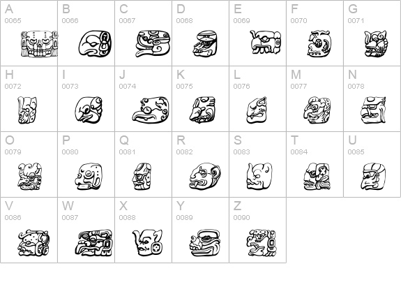 Mayan uppercase A-Z preview