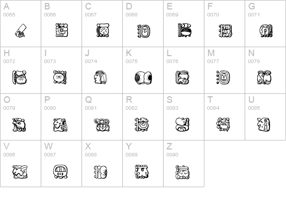 MayanDingbats uppercase A-Z preview