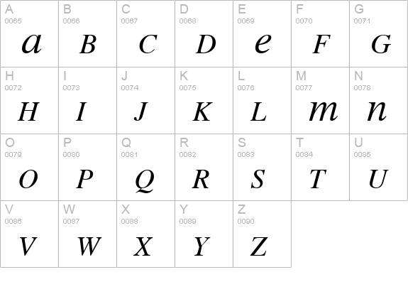 MEAN 26 Italic uppercase A-Z preview