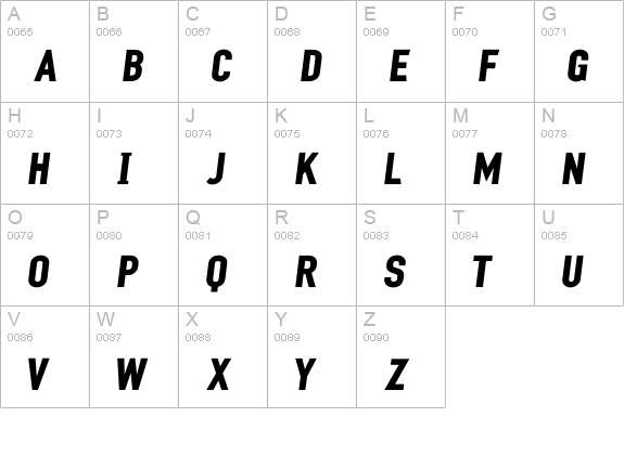 MechanicGothic-Italic uppercase A-Z preview