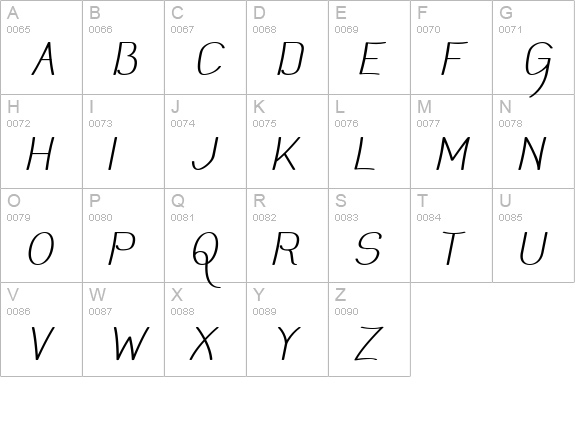 Mechanihan Italic uppercase A-Z preview