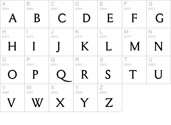 Mediaeval-SCOSF uppercase A-Z preview