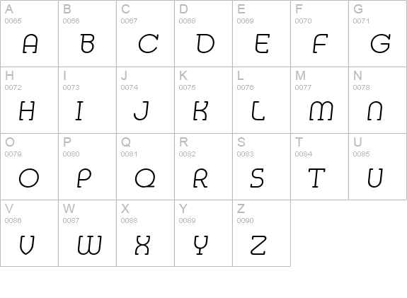 MediaSerifEF-ExtraLightItalic uppercase A-Z preview