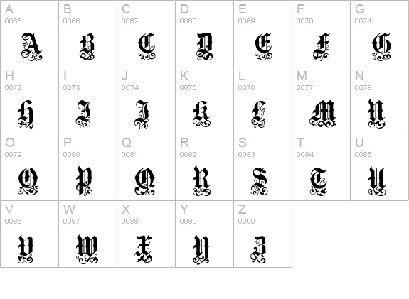 Medici Text uppercase A-Z preview