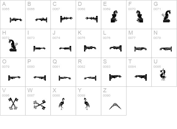 Medieval Dingbats uppercase A-Z preview