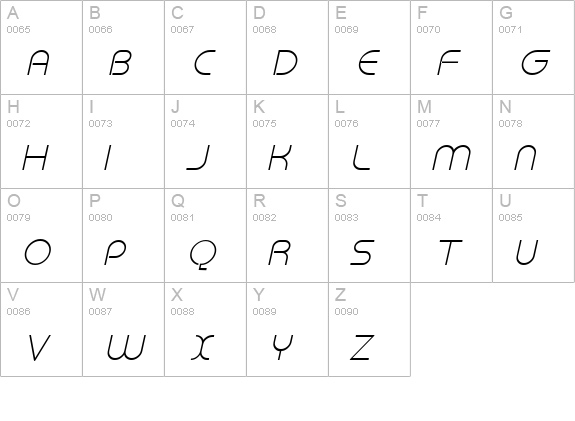 Megalomania Italic uppercase A-Z preview