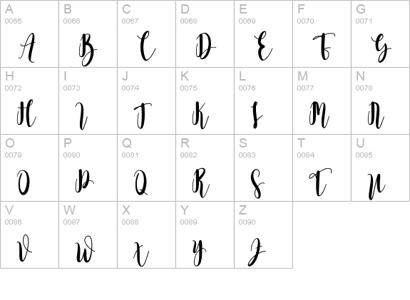 Mellody uppercase A-Z preview