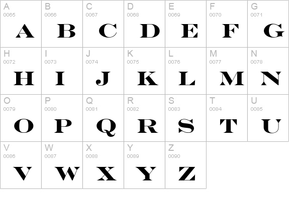 MEngravers-BoldSizeOne uppercase A-Z preview