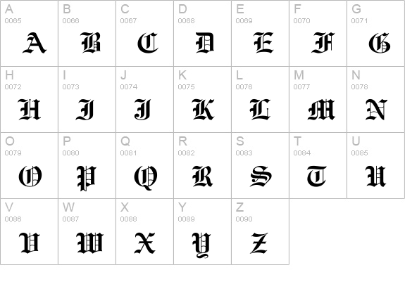 MEngraversOldEnglish Wd uppercase A-Z preview