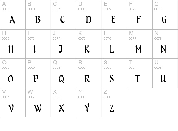 Menuetto uppercase A-Z preview