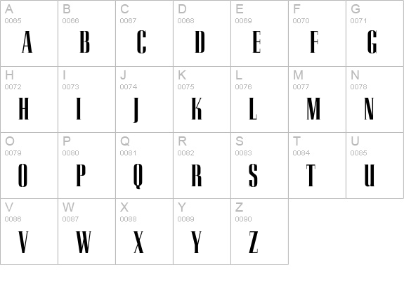 MercatorCondensed uppercase A-Z preview