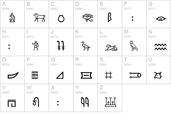 Meroitic - Hieroglyphics uppercase A-Z preview