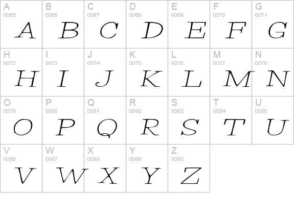 Merrill Italic uppercase A-Z preview