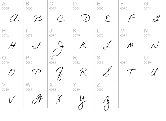 MerylsHand Regular uppercase A-Z preview
