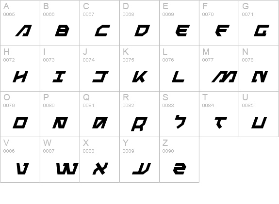 Metal Storm Italic uppercase A-Z preview