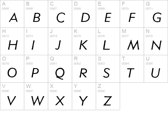 Metro Lite Oblique HPLHS uppercase A-Z preview