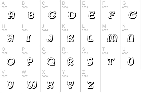 MexicoShadow-BoldItalic uppercase A-Z preview