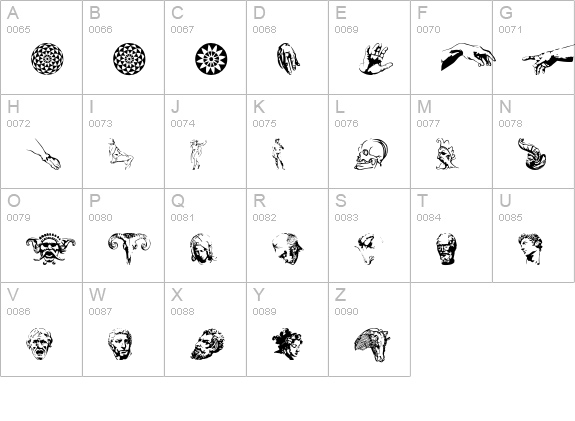 Michelangelo-Extras uppercase A-Z preview