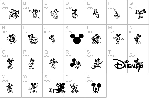 Mickey Mousebats uppercase A-Z preview