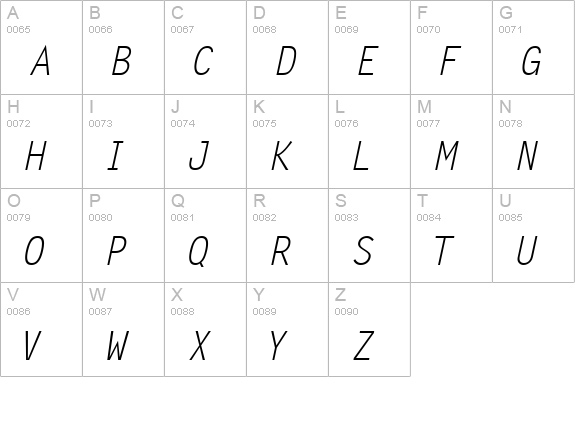 Microfine SSi Italic uppercase A-Z preview