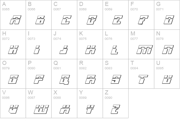 Micronian Laser 3D Italic uppercase A-Z preview