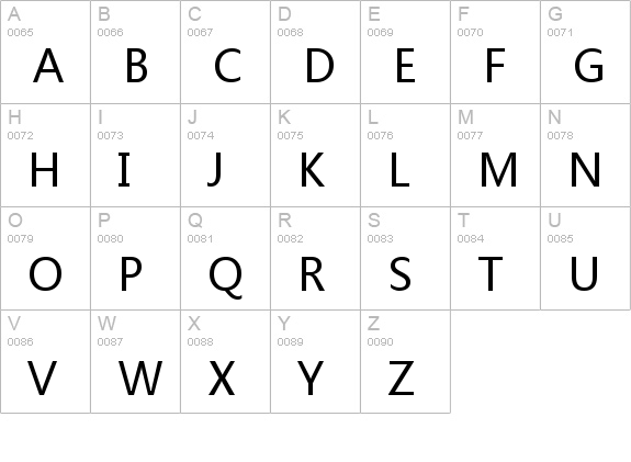 Microsoft YaHei uppercase A-Z preview