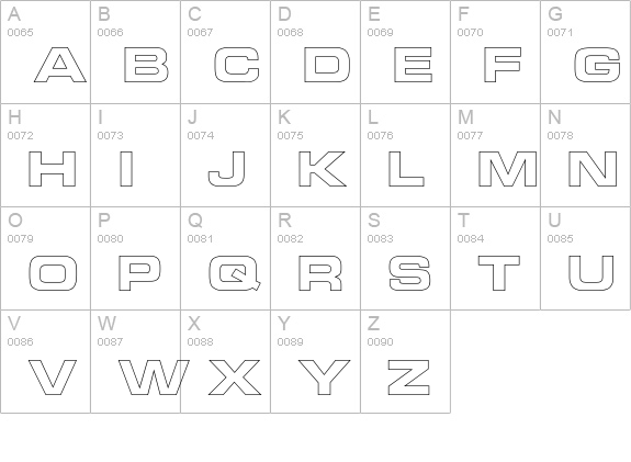 MicroTechnicExtBoldOutline uppercase A-Z preview
