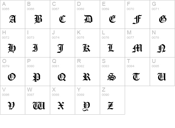 Midevil Extended Normal uppercase A-Z preview