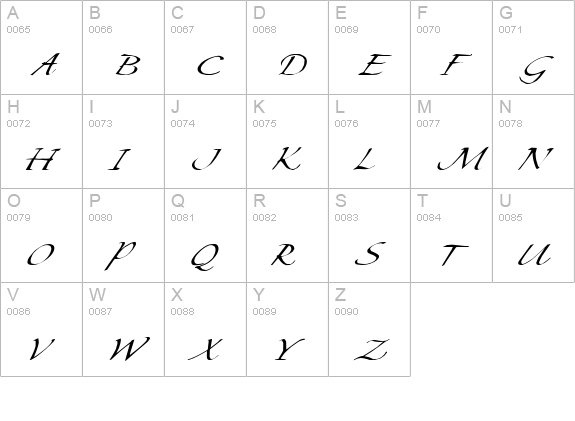 MikadoItalic uppercase A-Z preview