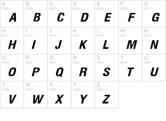 Milford Bold Italic uppercase A-Z preview