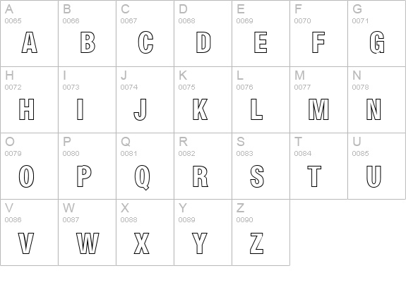 Milford Hollow uppercase A-Z preview