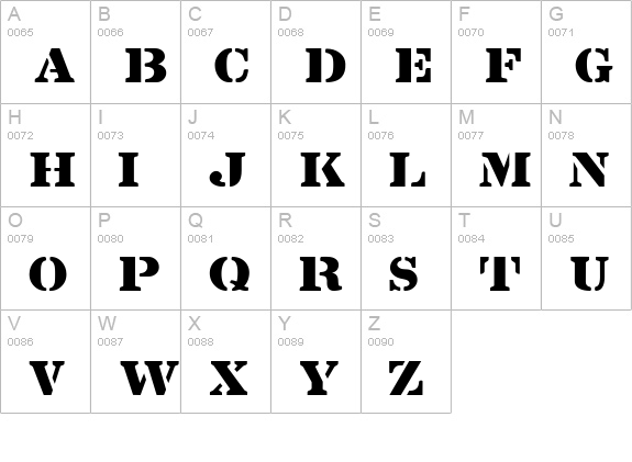 Military Normal uppercase A-Z preview