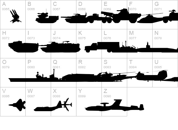Military RPG uppercase A-Z preview