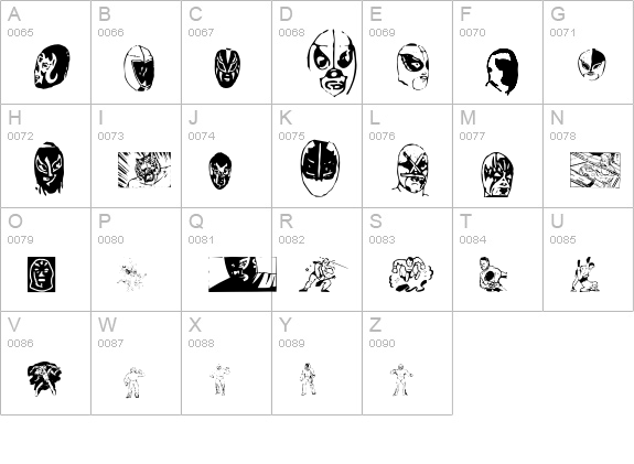 MilMascaras uppercase A-Z preview