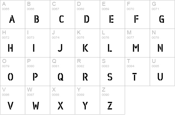 Min-Stencil uppercase A-Z preview