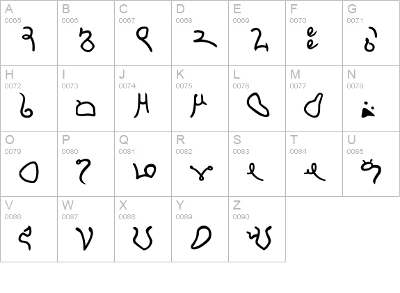 Minbari uppercase A-Z preview