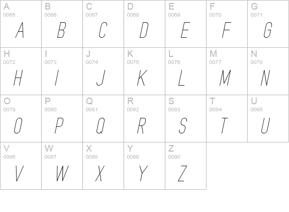 MindBlue Light Italic uppercase A-Z preview