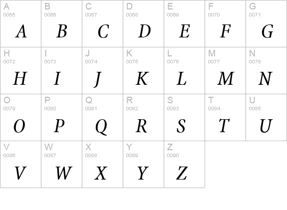 Minion Web Pro Italic uppercase A-Z preview