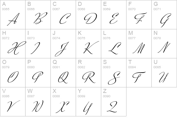 Ministry Script uppercase A-Z preview